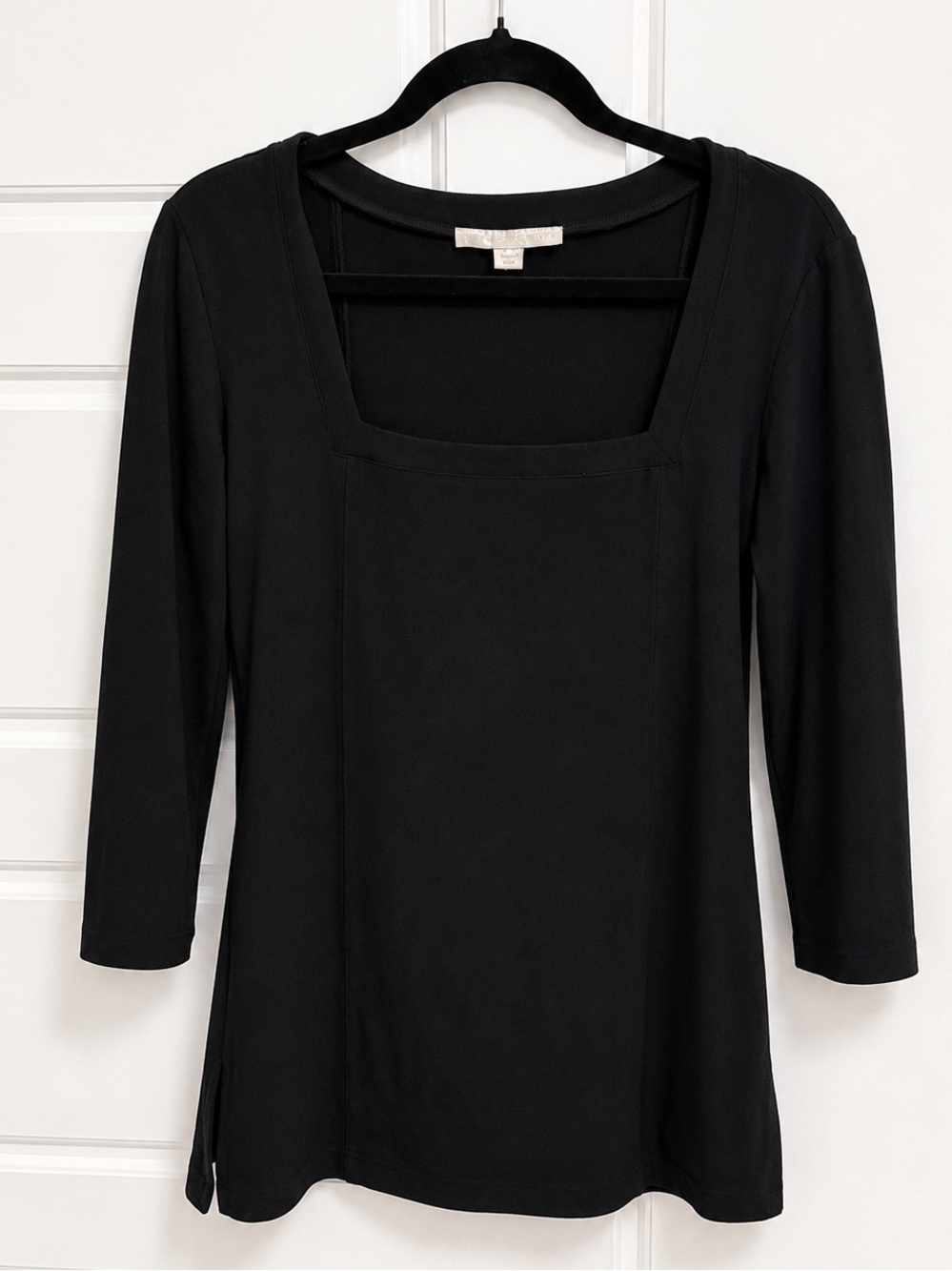 Boston Proper Black Square Neck Sheath Dress Size Medium